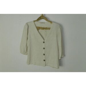 Antoinette  Blouse Beige Ivory Linen‎ Blend Boho Chic Size Large